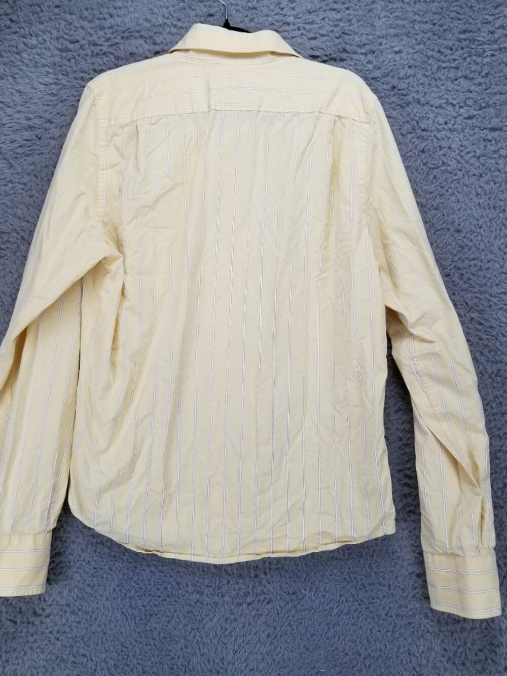 Abercrombie & Fitch Shirt Mens XL Yellow Pinstripe Cotton Long Sleeve Button Up - Picture 9 of 10